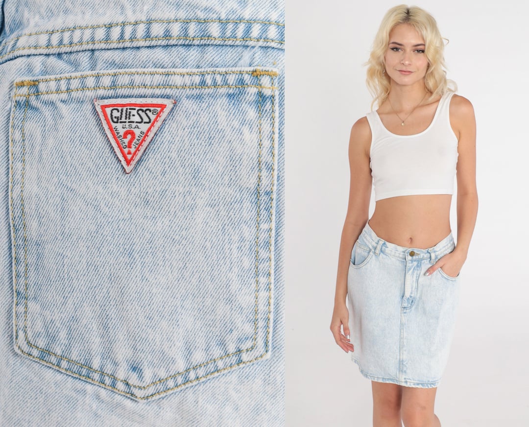 80s Jean Skirt Guess Jeans Acid Wash Denim Mini Skirt Shop Exile Tucson AZ