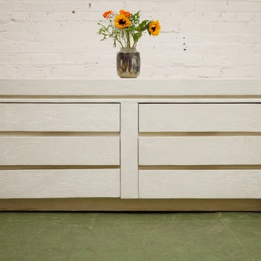 Postmodern stucco six drawer sculptural vintage dresser