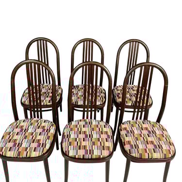 Set of 6 Bentwood Dining Chairs in the Style of Josef Hoffmann, 1970s 