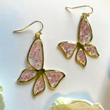 Pressed Flower Butterfly Earrings