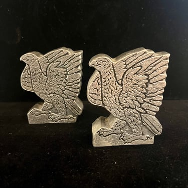 American Eagle Pair of solid Pewter bookends By Wilton Columbia