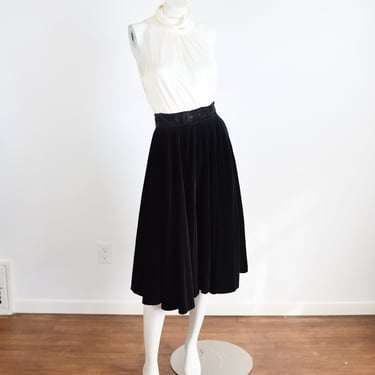 1950s Black Velveteen Skirt - XS 