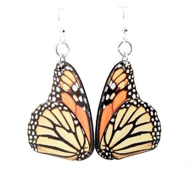 Monarch Butterfly Wood Earrings