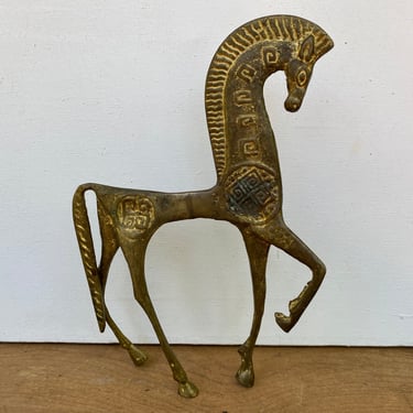 Vintage Etruscan Brass Tone Horse, Frederick Weinberg Style, Greek Horse Statue 