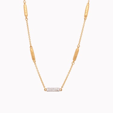 Elongated Gold Bead Chain Necklace