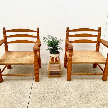 1950's Maple and burled chairs in style of Charles Dudouyt