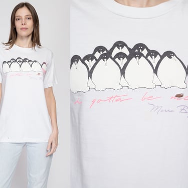 Medium 90s Penguin "I Gotta Be Me" T Shirt | Vintage Morro Bay California Graphic Animal Cartoon Tourist Tee 