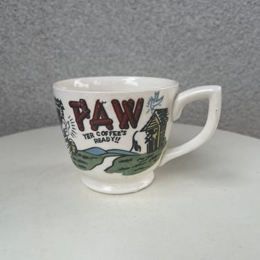 Vintage kitsch mug Hillbilly theme Paw Yer Coffee’s ready!! Holds 10 oz. 