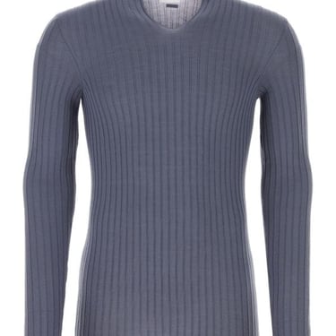 Salvatore Ferragamo Men Graphite Virgin Wool Sweater