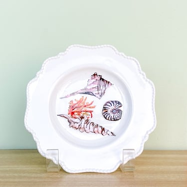 Set of Six Decoupage Shell Plates