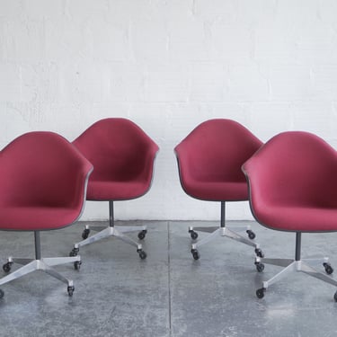 Eames Burgundy Swivel Shell Chairs