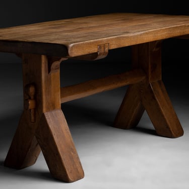 Oak Trestle Table by De Puydt