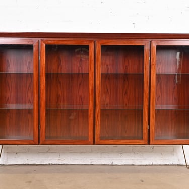 Skovby Danish Modern Rosewood Lighted Bookcase Cabinet, Circa 1970s