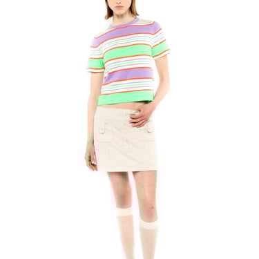 Anna Sui Fluorescent Stripe Short Sleeve Knit Top - Lavender