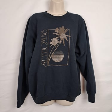 Vintage 80s Black & Gold St. Thomas Souvenir Sweatshirt 