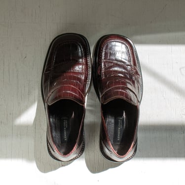 Vintage brown leather reptile embossed loafers // Men's 8, Women's 10 (2296) 
