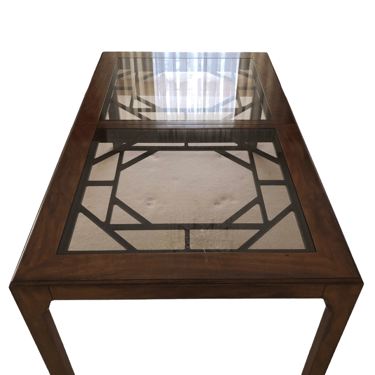 Drexel Heritage Asian Chinoiserie Glass Top Dining Room Table w/Cover CJ173-6