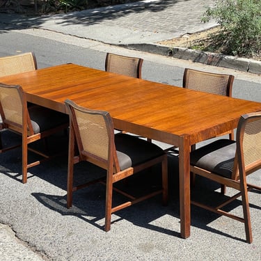 Mid-Century 60s Vintage Dining Set with Caned Chairs 