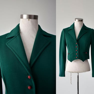 1960s Cropped Ladies Jacket / Green Cropped Blazer / Mod 1960s Green Jacket / Cropped Polyester Jacket / Cropped Green Jacket / Vintage Mod 
