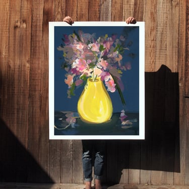 Yellow Vase . extra large wall art . giclee print 
