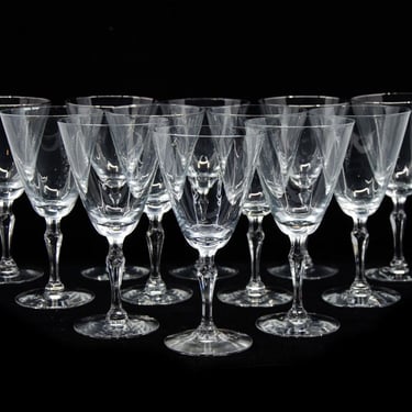 Set of 12 Fostoria Silver Flutes Pattern Water Goblets 