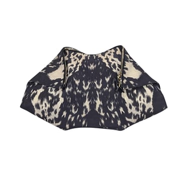 Alexander McQueen - Black & Cream Animal Print Canvas Manta Clutch Bag