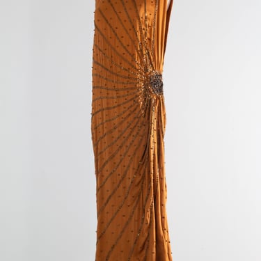 Sublime 1920's Autumnal Silk Beaded Flapper Dress / SM