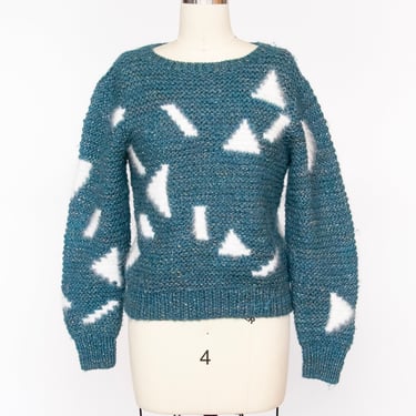 1980s Sweater Angora Wool Chunky Knit S 