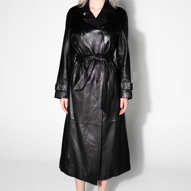 Black Leather Wilsons Trench Coat