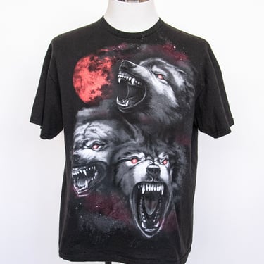1990 T-Shirt Black Wolf Tee XL 