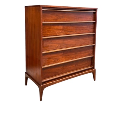 Free shipping within continental US - Vintage Mid Century Modern Solid Walnut Dresser by Lane Rhythm Line Dovetailed Drawers 