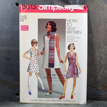 1969 Simplicity #8613 "How to Sew" Dress Pattern | | COMPLETE Cut Pattern in Original Envelope 