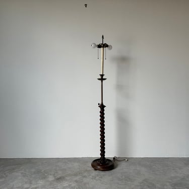 1960's Vintage Frederick Cooper Barley Twist Wood Floor Lamp 