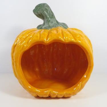 Vintage Ceramic Pumpkin Diorama Display - Nowell Mold Ceramic Pumpkin 