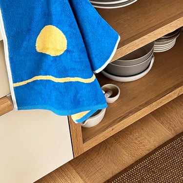 Bright Blue + Yellow Bamboo Hand Towel