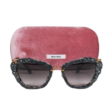 Miu Miu- Black Tortoise Rhinestone Sunglasses w/ Rose Gold Hardware