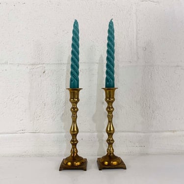 Vintage Brass Candle Holders Pair Candlesticks Retro Decor Mid-Century Hollywood Regency Candleholder Bubble Tall Wedding MCM Mantel 1970s 