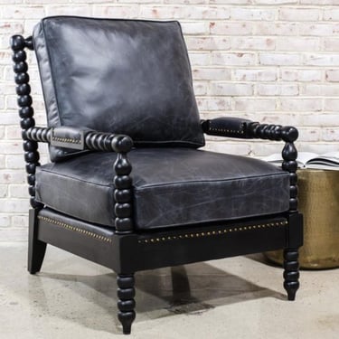 Black Buffalo Leather Wooden Chair, Living room chairs, modern office chair, waiting room chairs, man cave furniture 