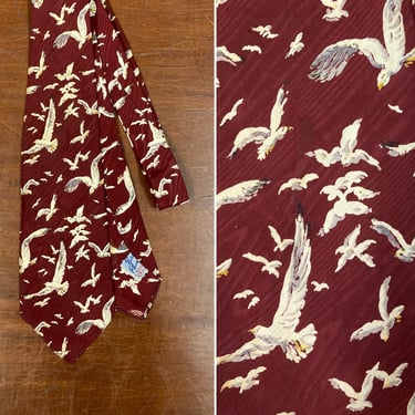 Vintage 1930’s Tie, 1940’s Tie, Seagull Print Tie, Swing Tie, Jazz Tie, Vintage Clothing, Vintage Shirt, Lindy Hop, Bird Print 