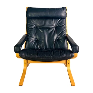 Midcentury armchair Siesta Westnofa Ingmar Relling leather black 