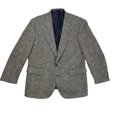 Vintage Barrington Wool Blazer Men's Tweed Single Breasted Notched Collared Shoulder Pad Pockets 