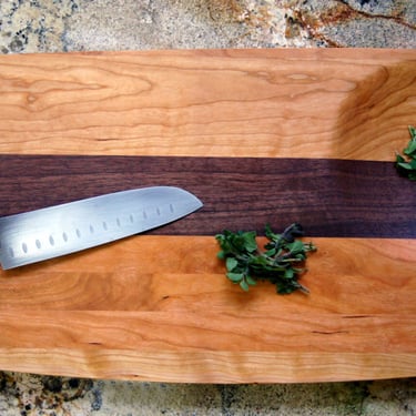 Mixed Wood Cutting Board with Integrated Bowl Serving Tray Large, Housewarming Gift 