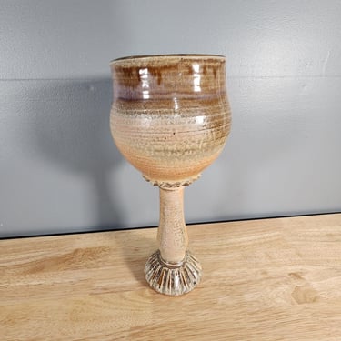 Pottery Art Chalice Signed 