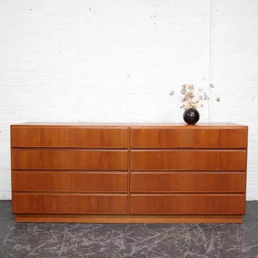 Vintage MCM Scandinavian teak wood 8 drawers dresser by KOMFORT furniture Denmark | Free delivery in NYC and Hudson Valley areas 