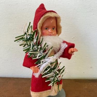 Vintage Santa Doll, Child Doll Santa, Felt Clothing, Boy Doll Santa Claus, Hard Plastic Doll, Xmas Decor, Doll Stand Not Included 