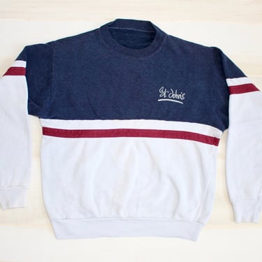 Vintage 80s Colorblock Sweatshirt, 1980s St. John's Sweatshirt, Crewneck, Pullover, Color Block, Striped 