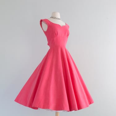 Fabulous 1950's Pink Corduroy Dress "A Jane Parker Junior" / Small