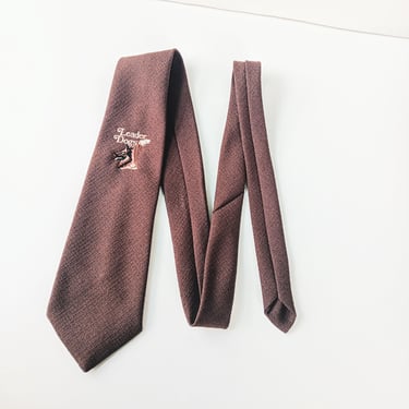 Vintage Leader Dogs Necktie Tie/100% Polyester Double Knit 70s-80s/4.25 W x 57 L/Johnson City Ties For Blind Foundation/Dad Fathers Day Gift 