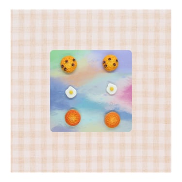 Tiny Food Stud Earrings Set - Funny Novelty Pierced Earring Set 