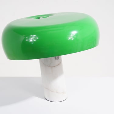 Green Enamel & Marble Mushroom Lamp 